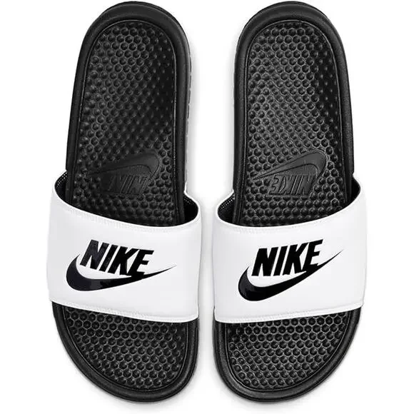 NWT Nike Men\'s Benassi JDI Slides Sport Sandal, White/Black-Sz 12 NIKE SLIDE BENASSI JDI SANDAL 343880-100 WHITE/BLACK SLIP ON  main image 3